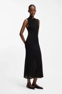 Geripptes Kleid mit Colour-Block-Effekt