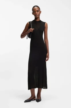 Geripptes Kleid mit Colour-Block-Effekt