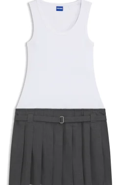Geripptes Tank-Kleid mit Plissee-Rock