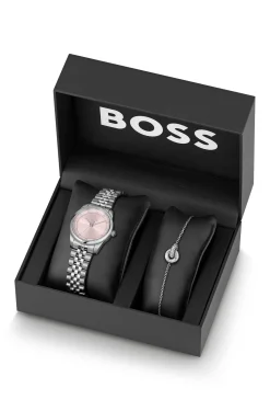 Geschenk-Set aus Uhr und Armband mit Kristallverzierung