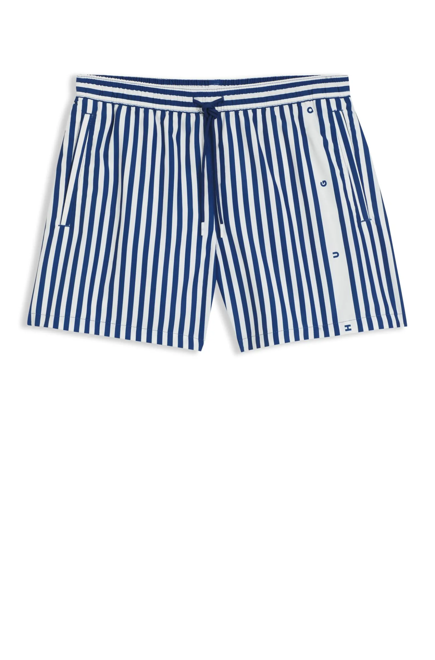 Gestreifte Badeshorts mit vertikalem Logo