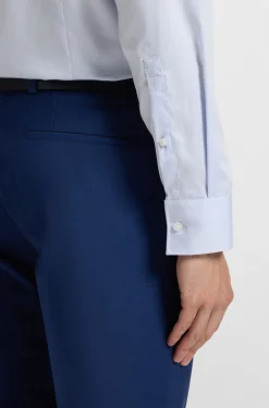 Gestreiftes Slim-Fit Business-Hemd aus Baumwolle