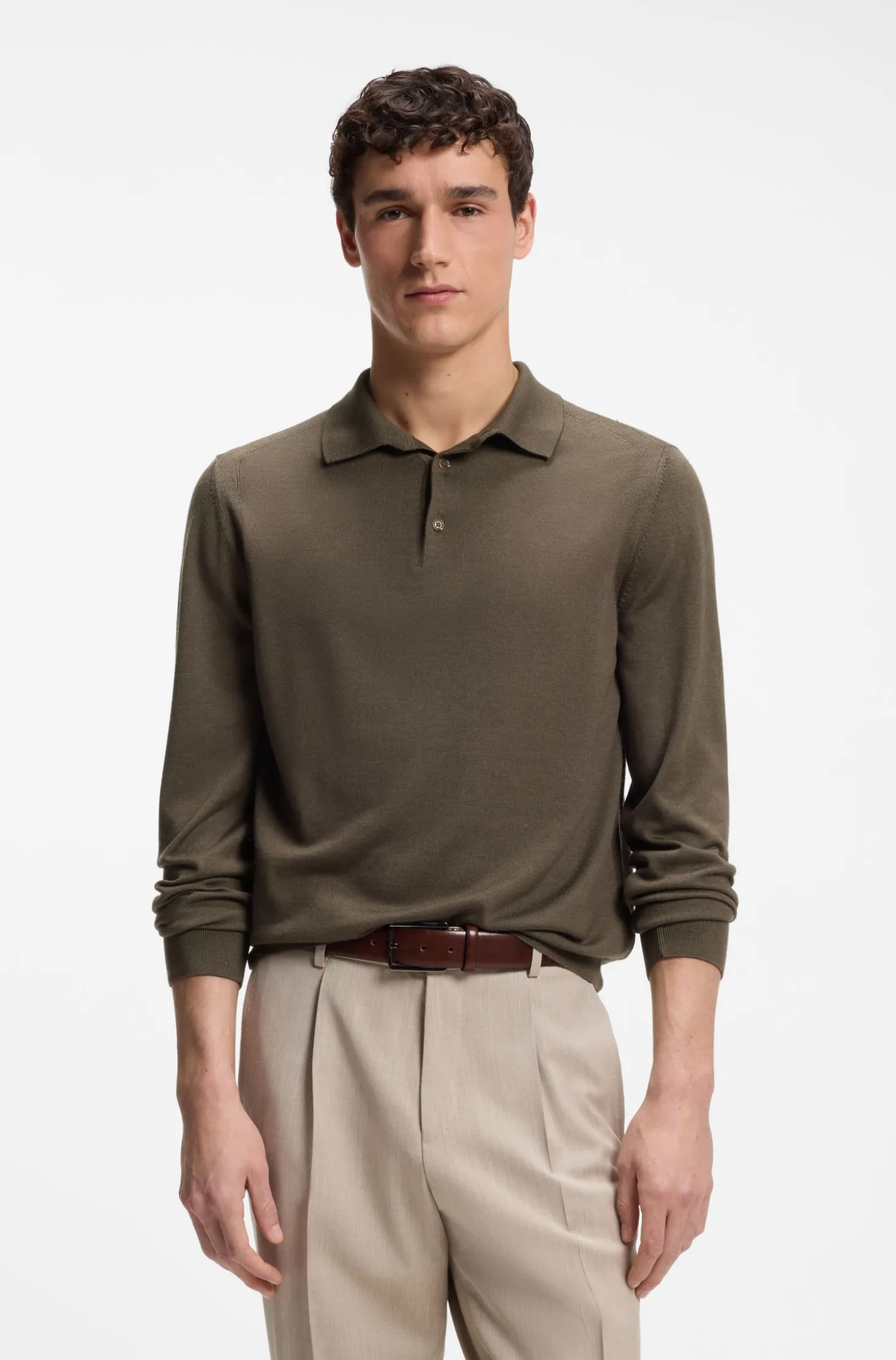 Gestricktes Poloshirt aus Wolle, Seide und Kaschmir