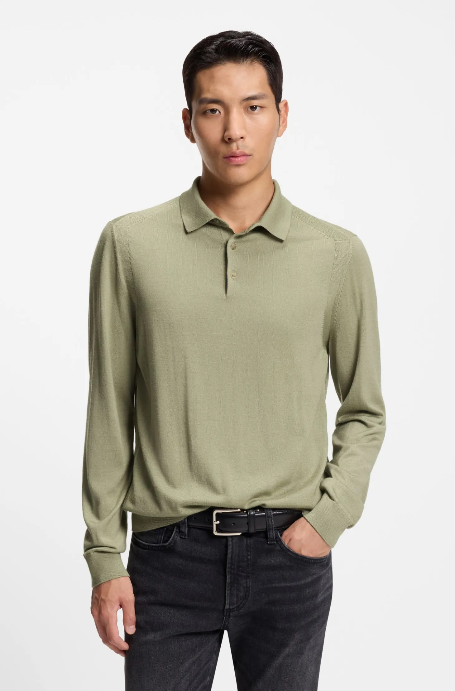 Gestricktes Poloshirt aus Wolle, Seide und Kaschmir