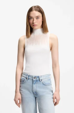 Gestricktes Top mit transparenter Partie