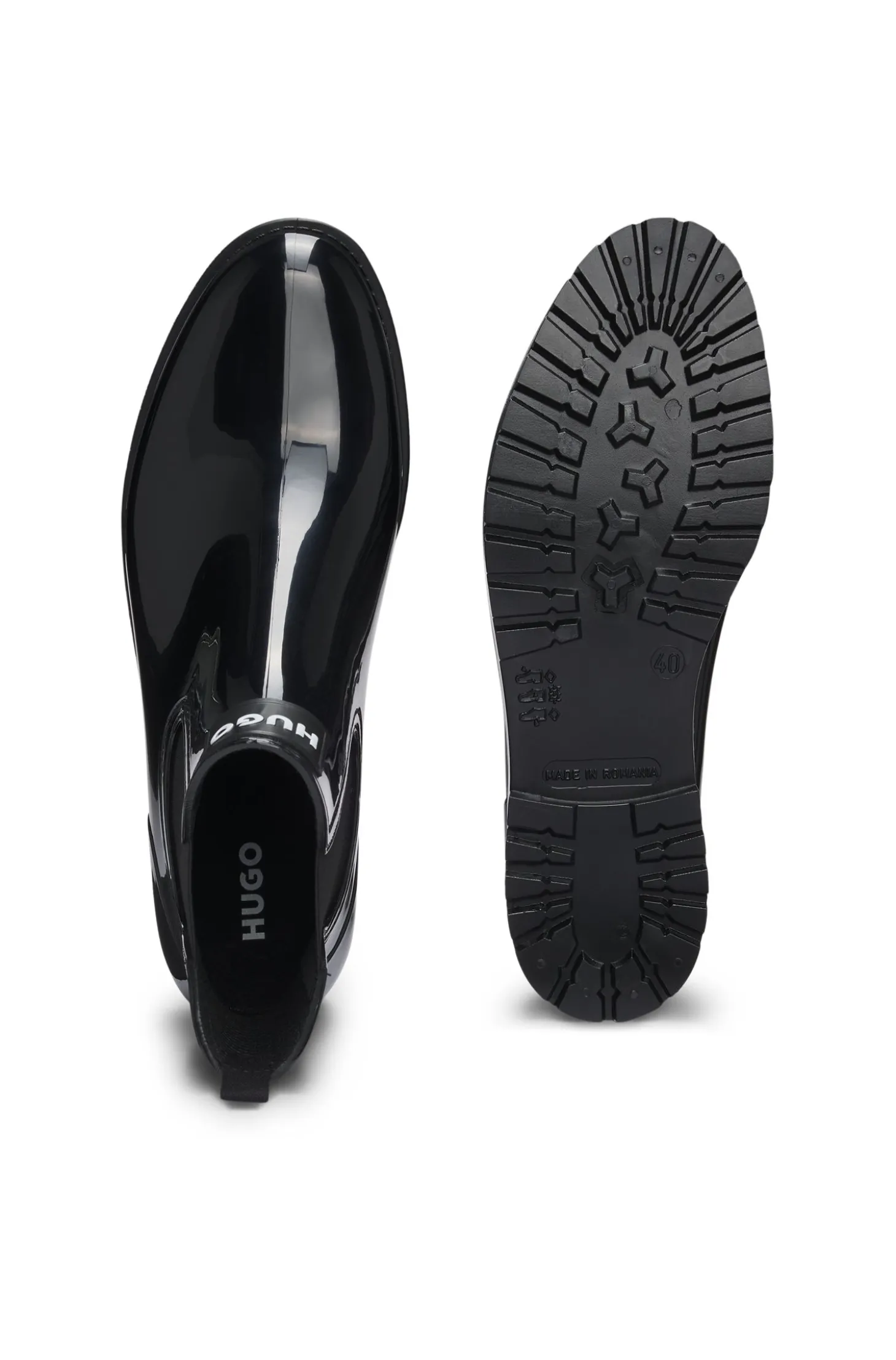 Glänzende Chelsea-Regenstiefel mit Logo-Patch