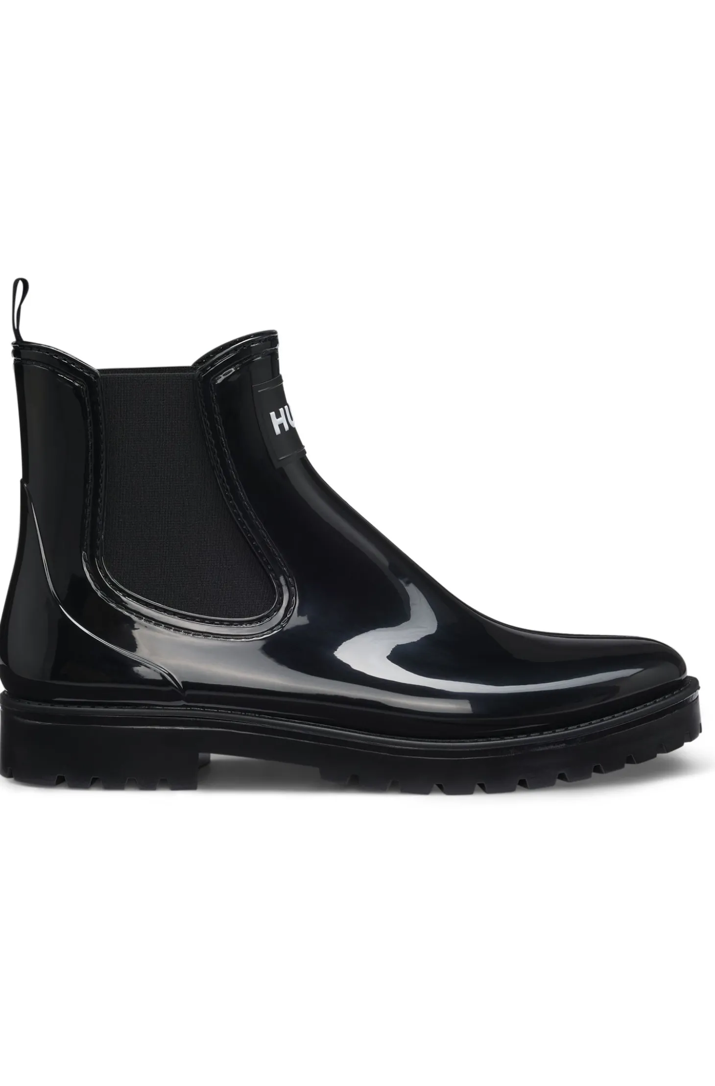 Glänzende Chelsea-Regenstiefel mit Logo-Patch