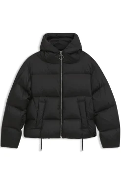 Glänzende Daunensteppjacke mit Statement-Zipper