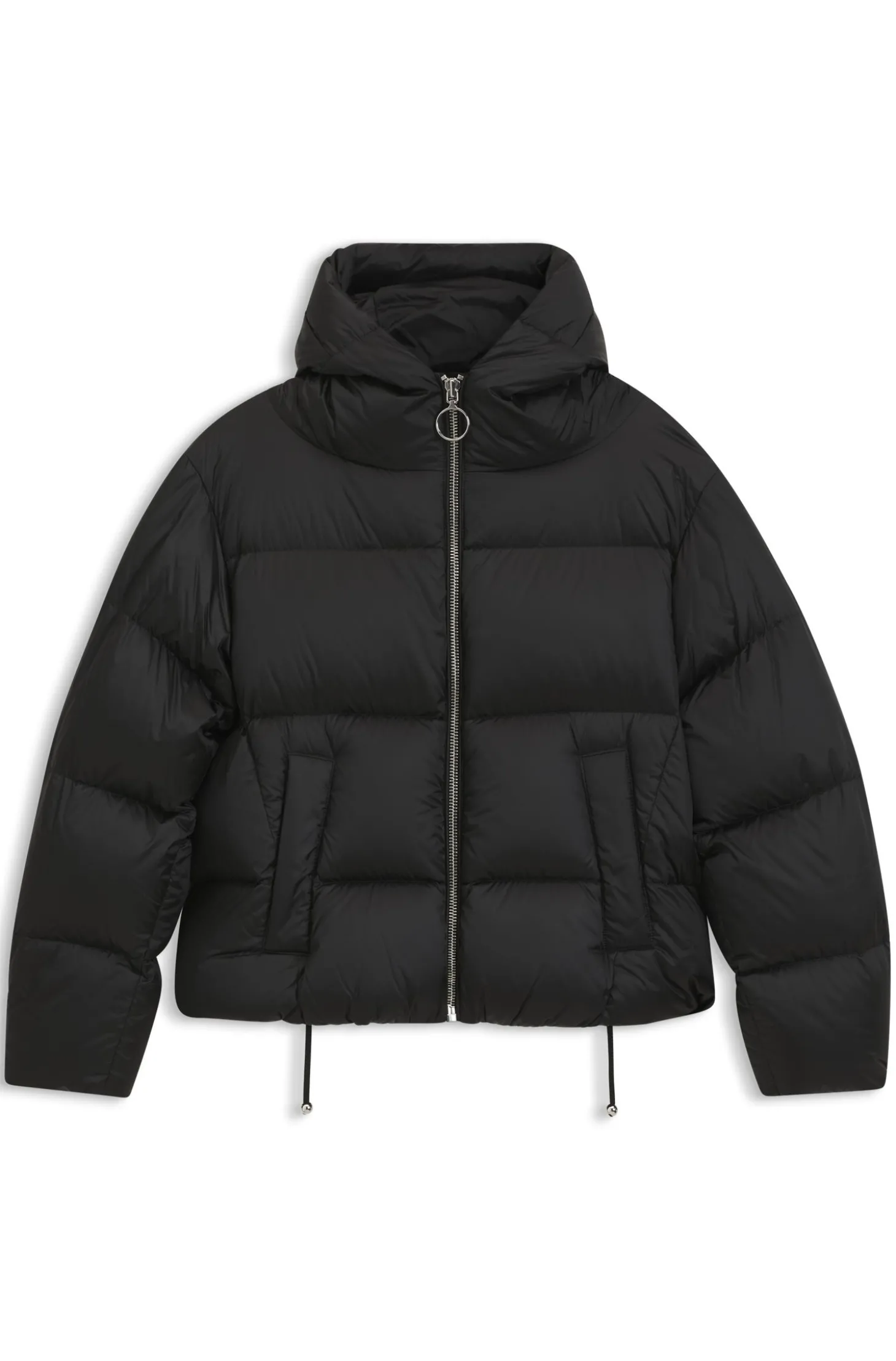 Glänzende Daunensteppjacke mit Statement-Zipper