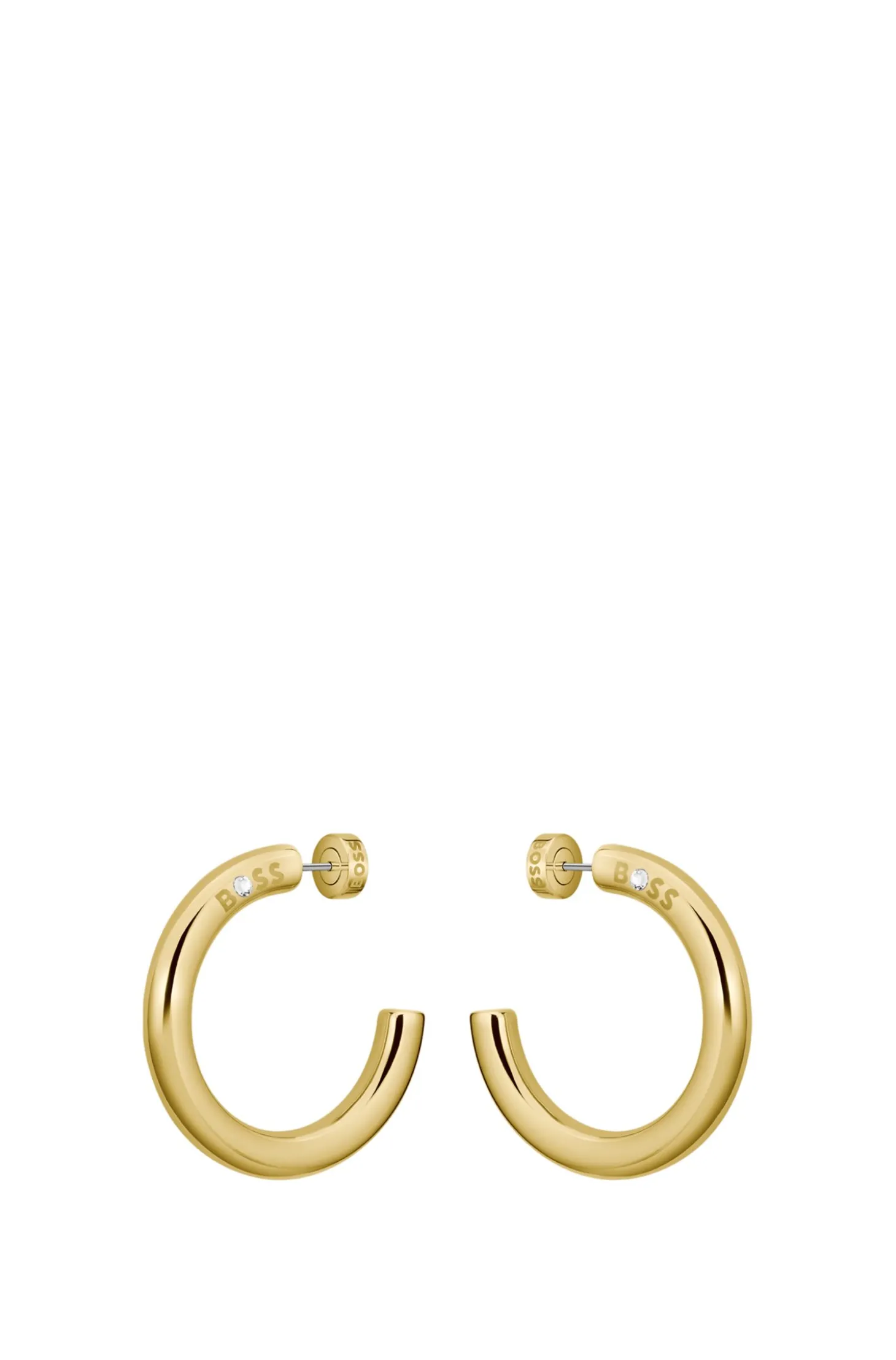 Goldfarbene Creolen mit Logo-Detail