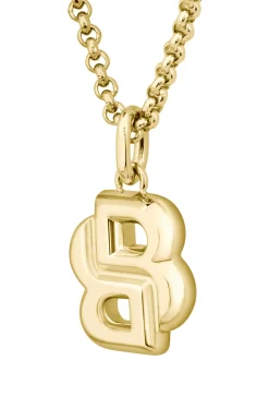 Goldfarbene Halskette mit Double-B-Monogramm als Anhänger
