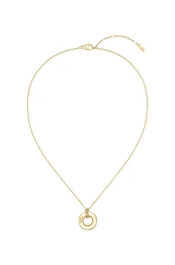 Goldfarbene Halskette mit Logo-Ring