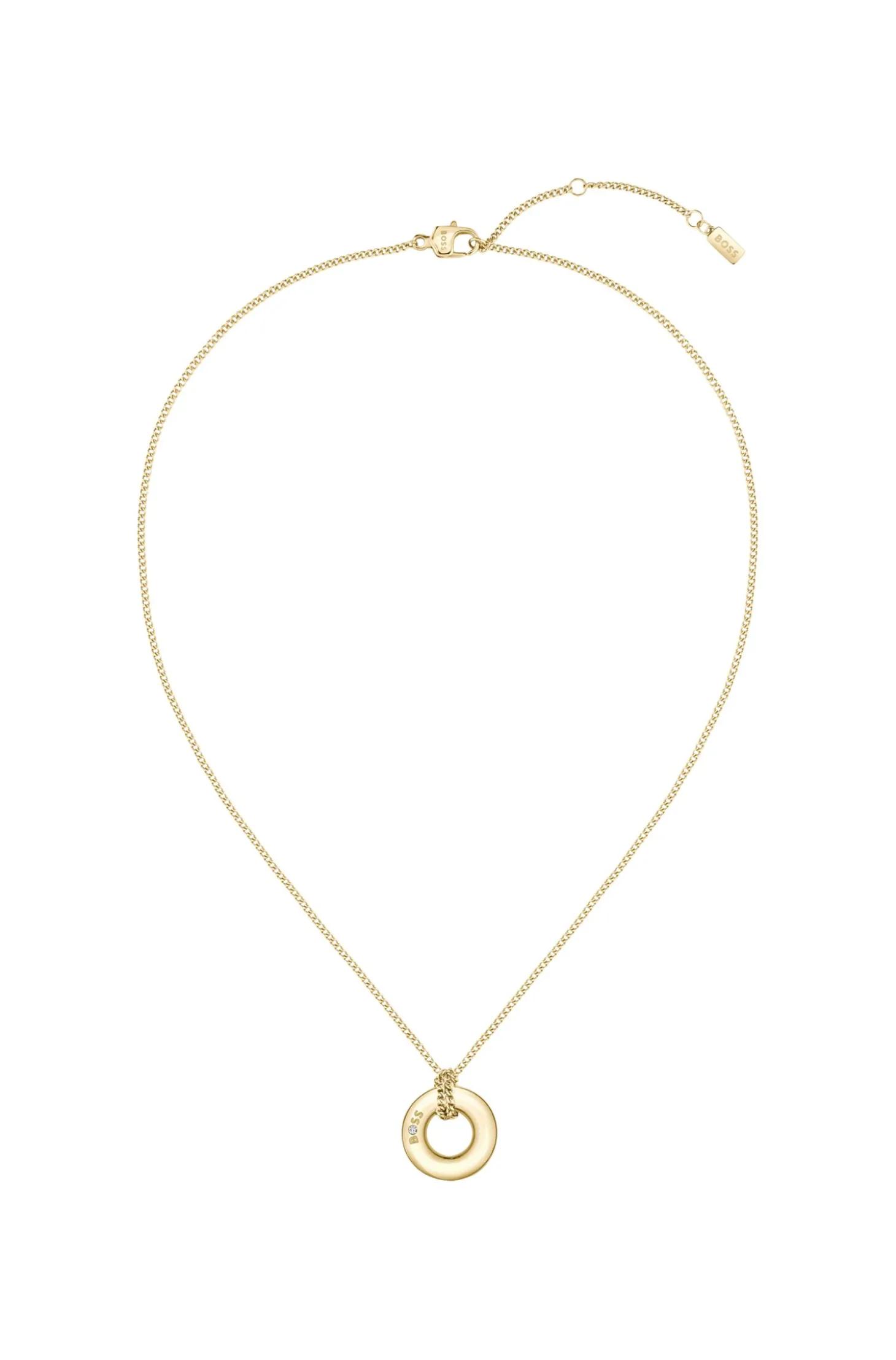 Goldfarbene Halskette mit Logo-Ring
