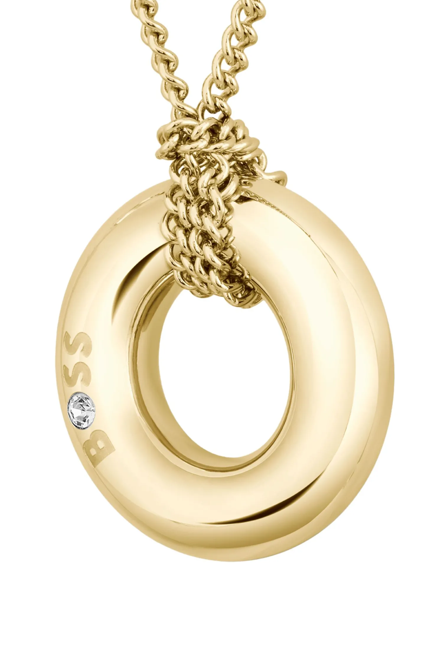 Goldfarbene Halskette mit Logo-Ring
