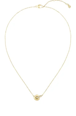 Goldfarbene Halskette mit verschlungenen Ringen und Pavé-Kristallen