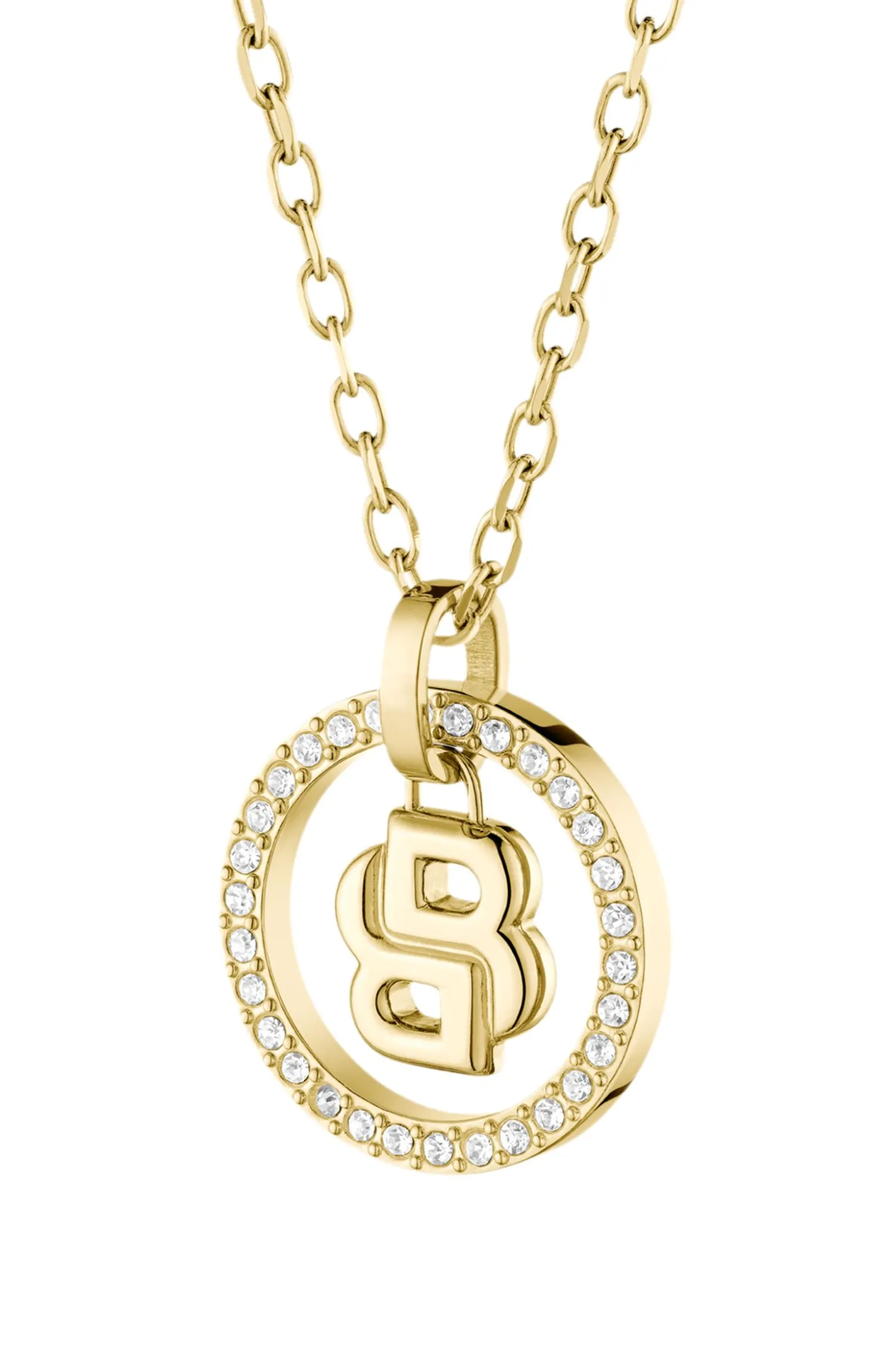 Goldfarbene Kette mit Double-B-Monogramm als Anhänger