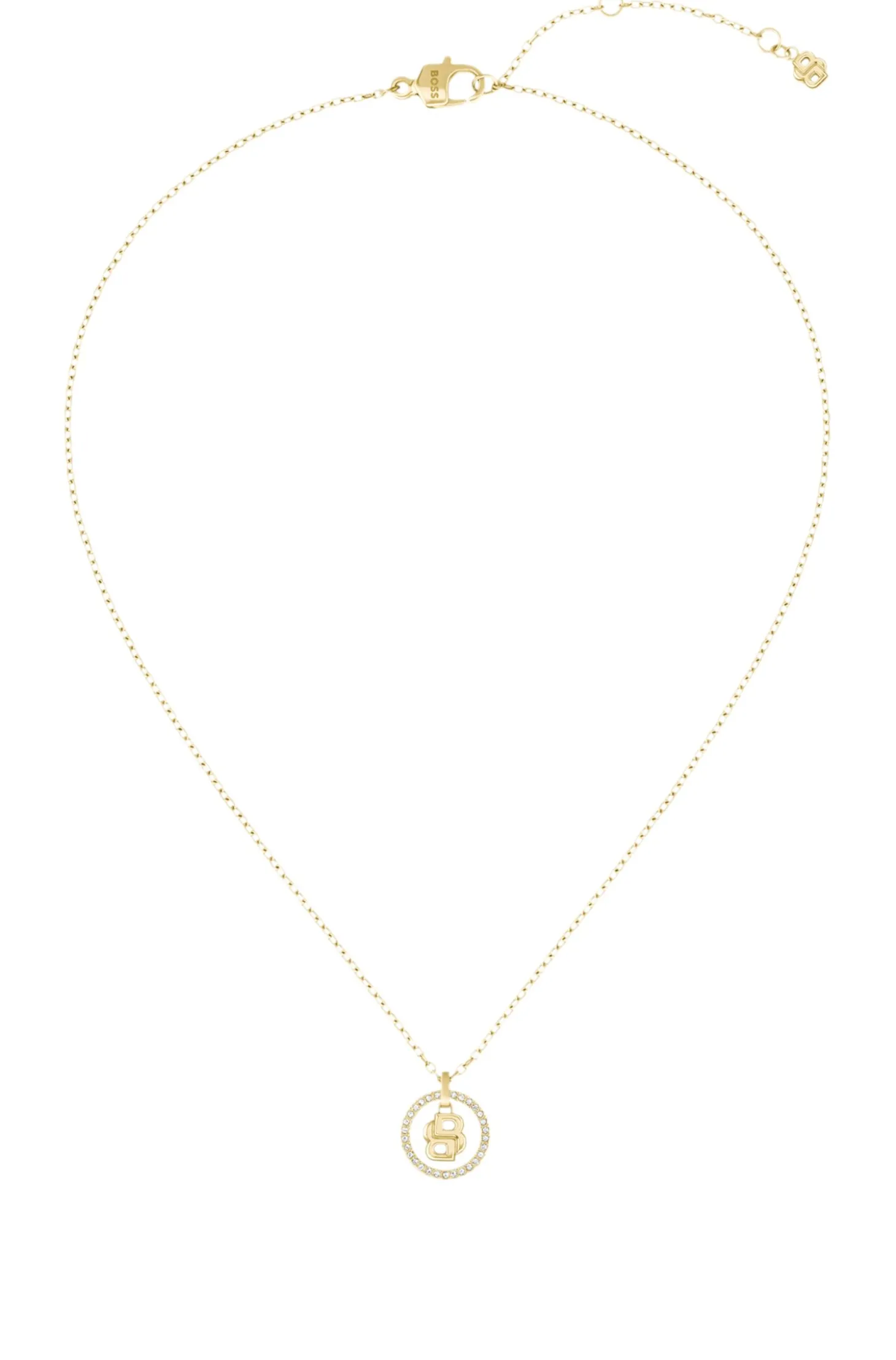 Goldfarbene Kette mit Double-B-Monogramm als Anhänger