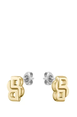 Goldfarbene Ohrringe mit Double-B-Monogramm