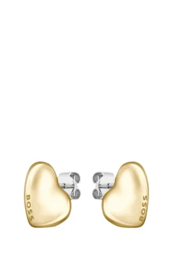 Goldfarbene Ohrringe mit herzförmigem Design
