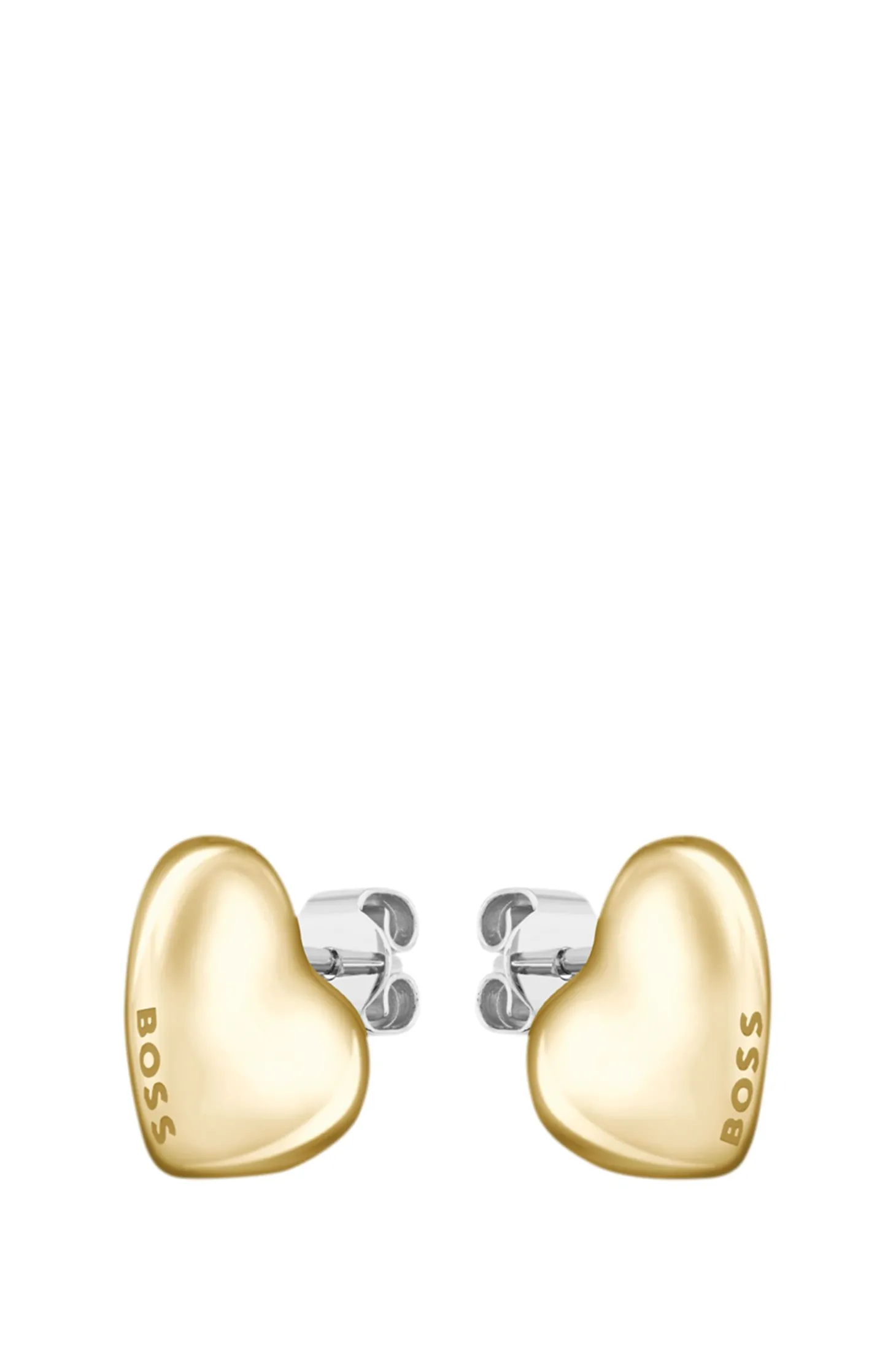 Goldfarbene Ohrringe mit herzförmigem Design