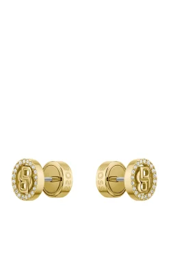 Goldfarbene Ohrringe mit Kristallen und Double-B-Monogramm