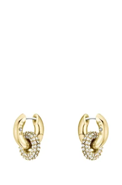 Goldfarbene Ohrringe mit verschlungenen Ringen und Pavé-Kristallen