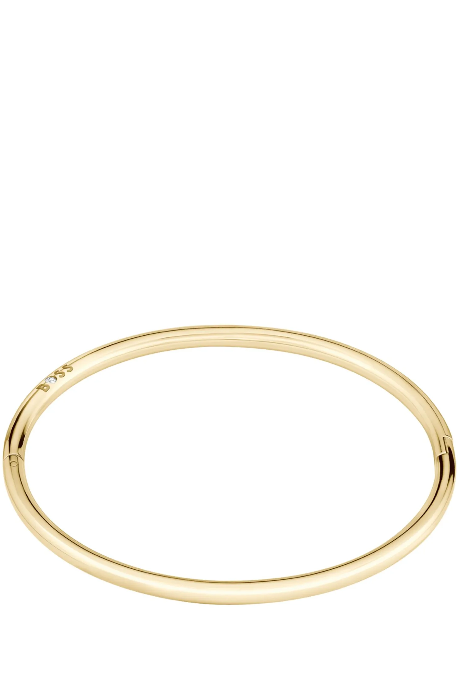 Goldfarbener Armreif mit Logo-Detail
