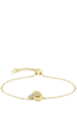 Goldfarbenes Armband mit ineinander verschlungenen Ringen