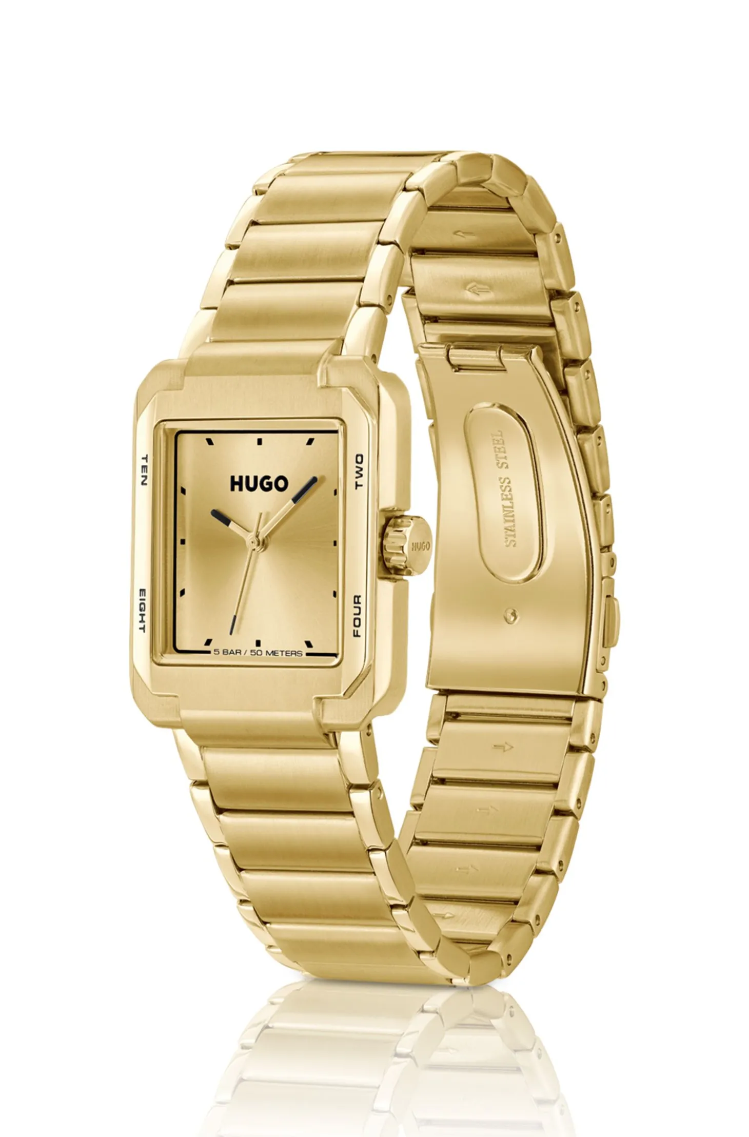 Goldfarbene Uhr mit Gliederarmband