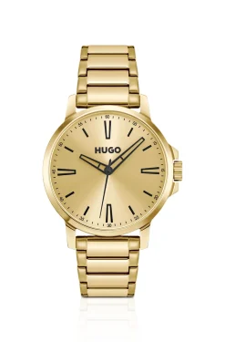 Goldfarbene Uhr mit tonalem Zifferblatt und Armband