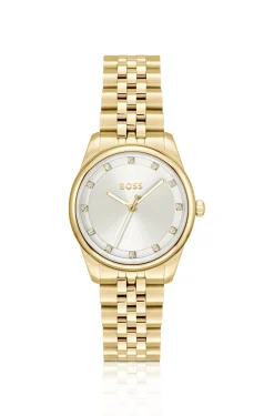 Graceful Precious Uhr aus goldfarbenem Edelstahl mit Kristallbesatz