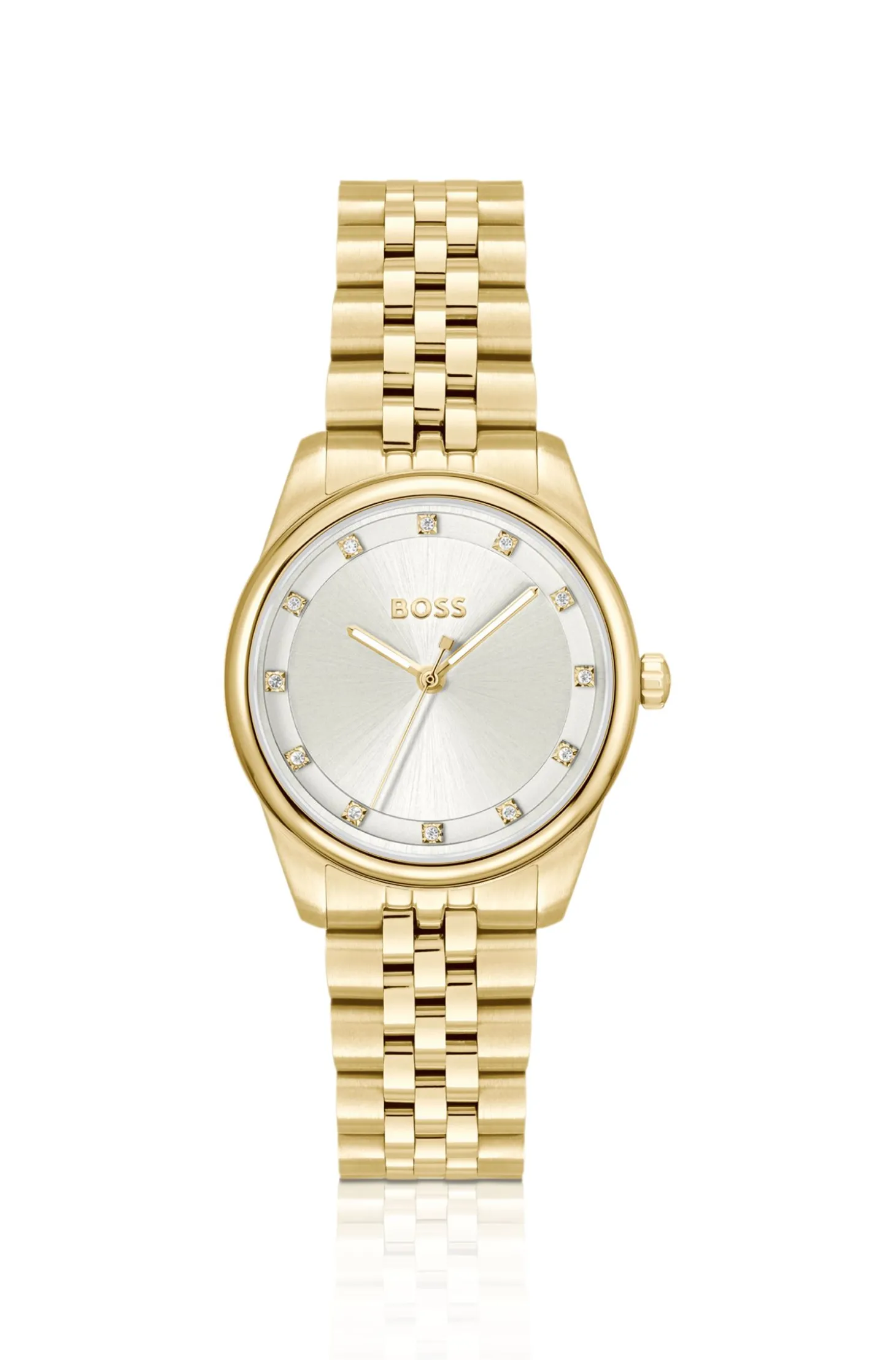Graceful Precious Uhr aus goldfarbenem Edelstahl mit Kristallbesatz