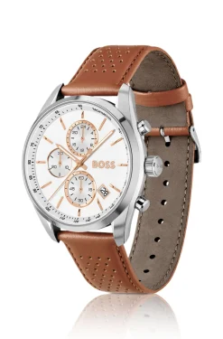 Grand Prix 44 Chronograph mit perforiertem Lederarmband