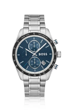 Grand Prix Vitesse Uhr mit integriertem Armband und blauem Zifferblatt