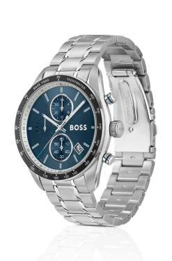 Grand Prix Vitesse Uhr mit integriertem Armband und blauem Zifferblatt