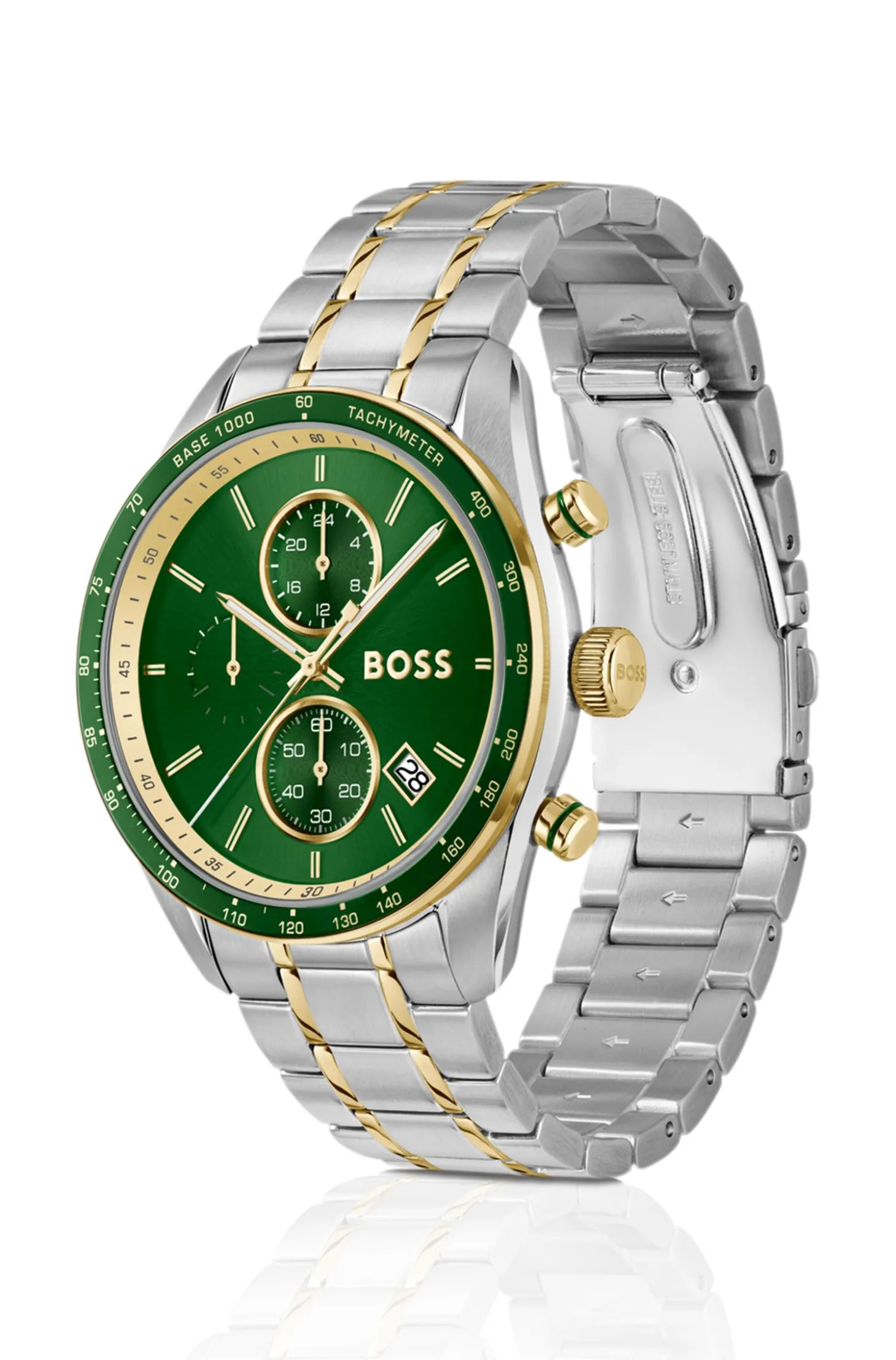 Grand Prix Vitesse zweifarbige Uhr mit grünem Zifferblatt