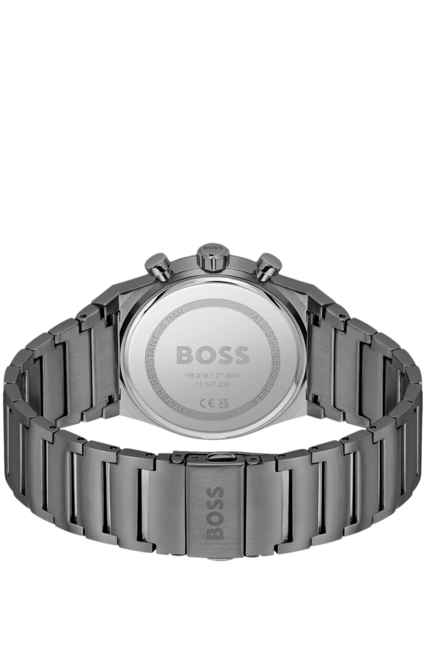 Grau beschichteter Chronograph mit blauem Zifferblatt