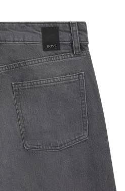 Graue Boyfriend-Fit Jeans aus festem Denim