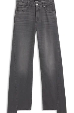 Graue Boyfriend-Fit Jeans aus festem Denim