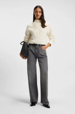 Graue Boyfriend-Fit Jeans aus festem Denim