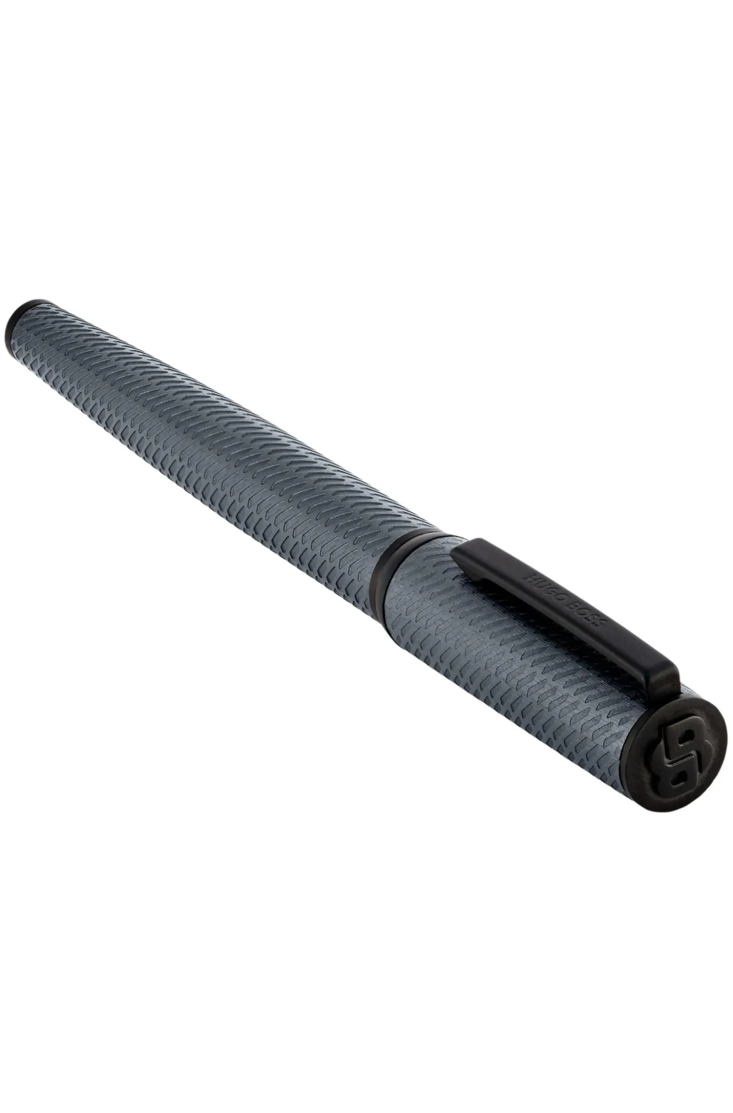 Grauer Aluminium-Füllfederhalter mit Gravur in Mesh-Optik