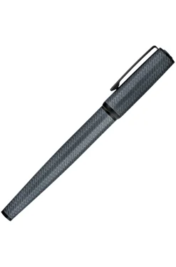 Grauer Aluminium-Füllfederhalter mit Gravur in Mesh-Optik