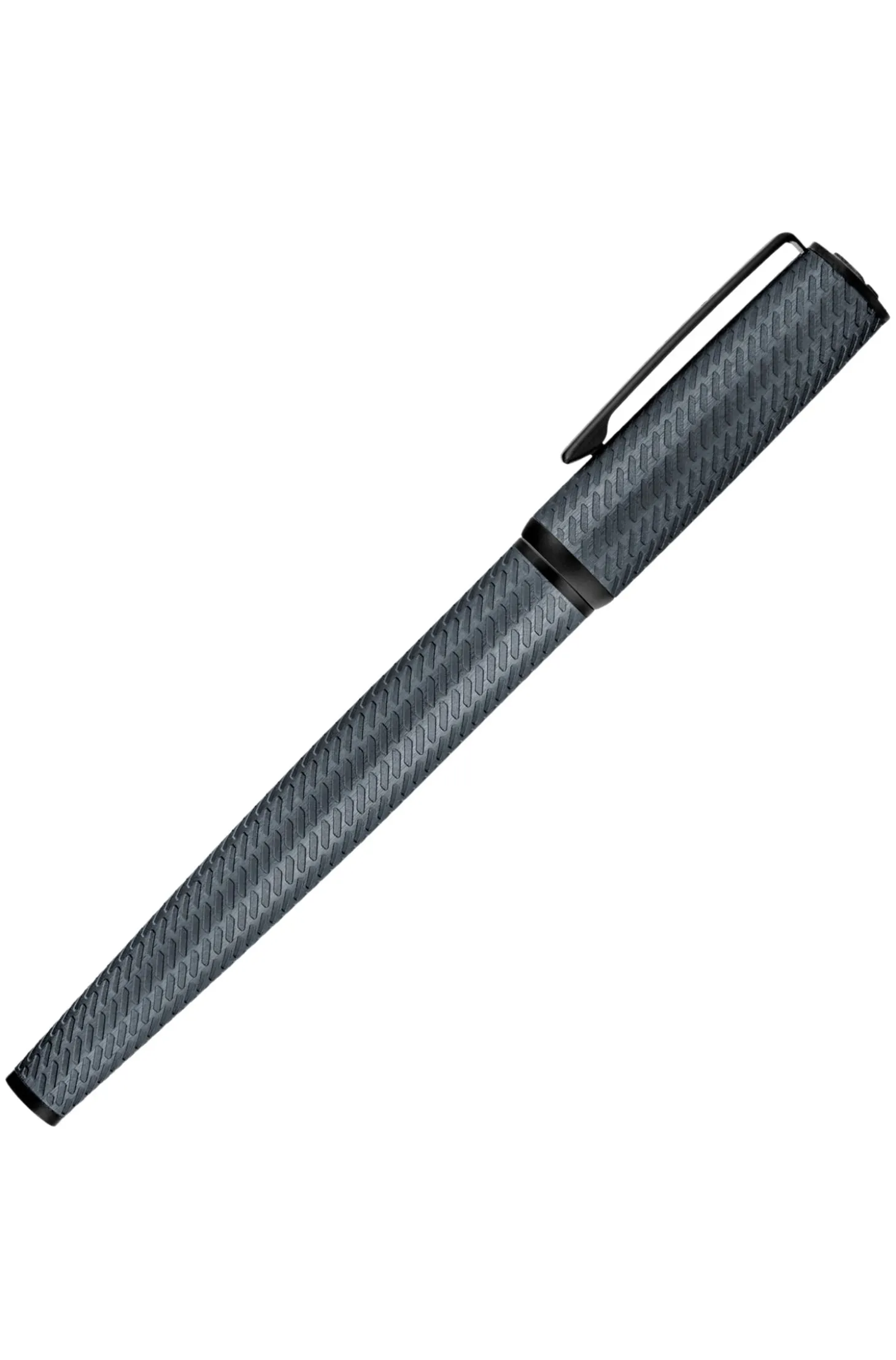 Grauer Aluminium-Füllfederhalter mit Gravur in Mesh-Optik
