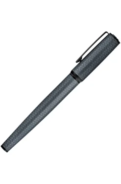 Grauer Tintenroller aus Aluminium mit Gravur in Mesh-Optik