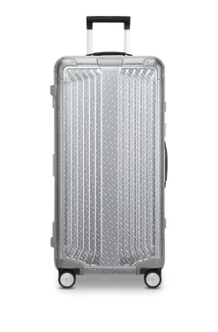 Großer BOSS x Samsonite Koffer aus silberfarbenem Aluminium 80 cm