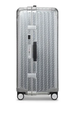 Großer BOSS x Samsonite Koffer aus silberfarbenem Aluminium 80 cm
