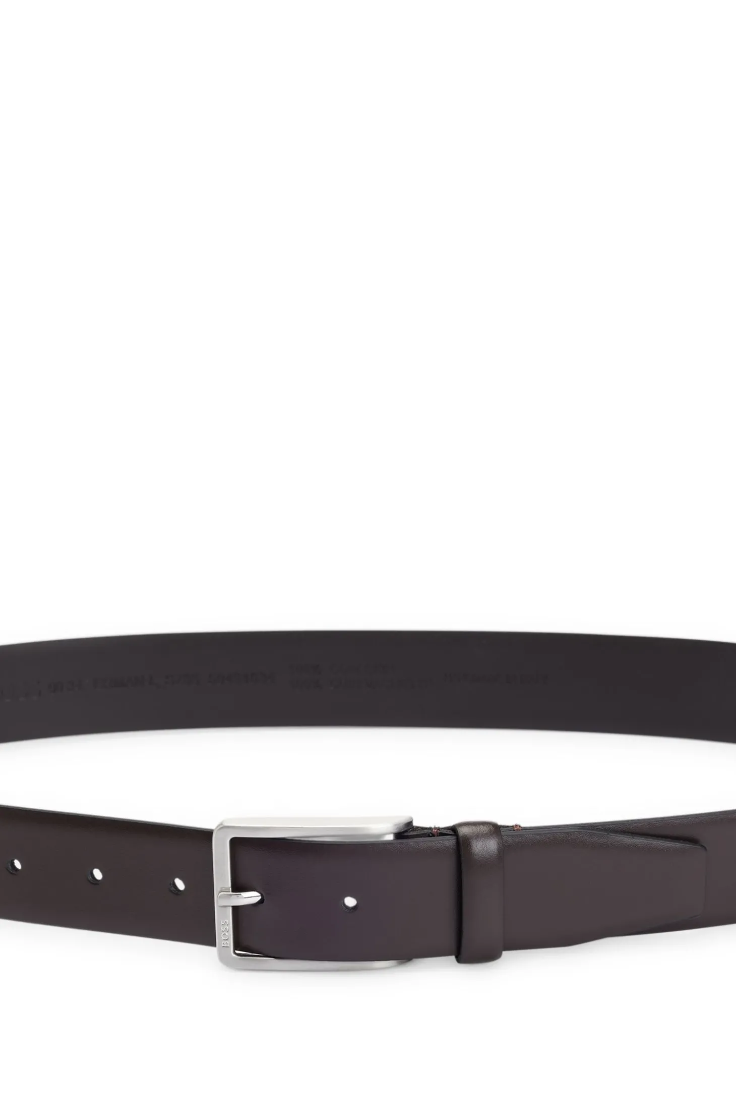Gürtel aus italienischem Leder mit Metalldetails in gebürsteter Silber-Optik