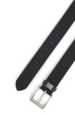 Gürtel aus italienischem Leder mit Logo-Schlaufe und Details aus gebürstetem Metall