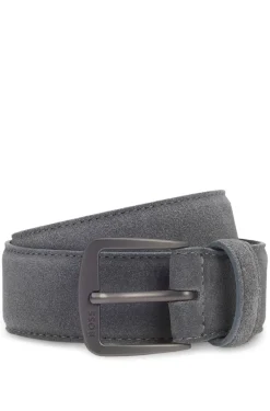 Gürtel aus italienischem Veloursleder mit Schließe in Gunmetal