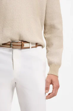 Gürtel aus Leder und Canvas mit Dornschließe